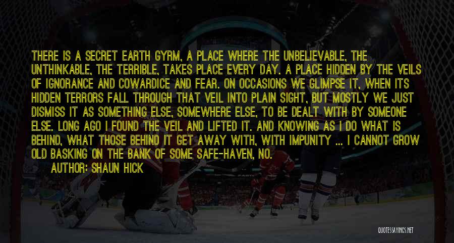 Shaun Hick Quotes: There Is A Secret Earth Gyrm, A Place Where The Unbelievable, The Unthinkable, The Terrible, Takes Place Every Day. A