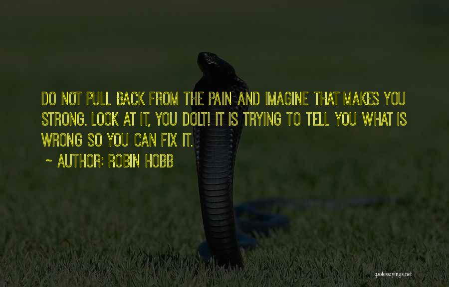 Robin Hobb Quotes: Do Not Pull Back From The Pain And Imagine That Makes You Strong. Look At It, You Dolt! It Is