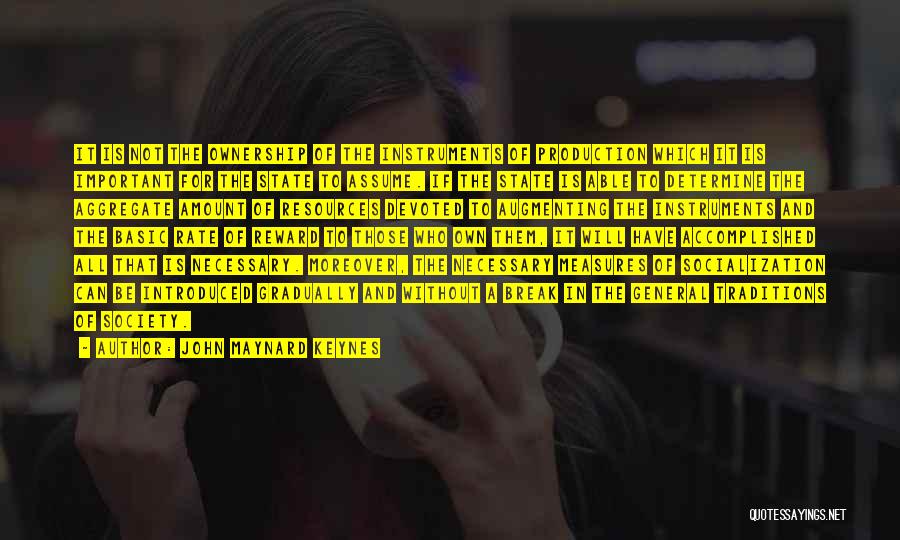 John Maynard Keynes Quotes: It Is Not The Ownership Of The Instruments Of Production Which It Is Important For The State To Assume. If