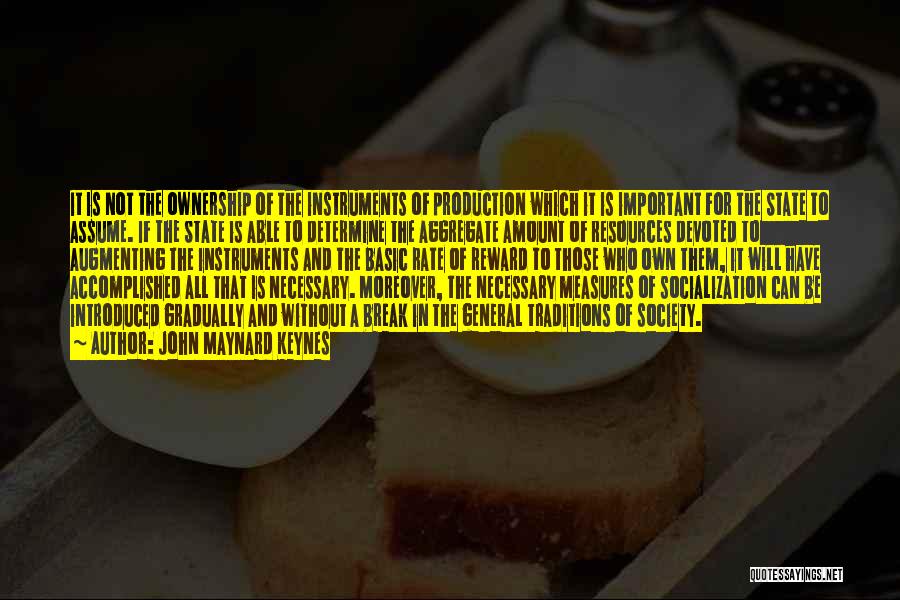 John Maynard Keynes Quotes: It Is Not The Ownership Of The Instruments Of Production Which It Is Important For The State To Assume. If