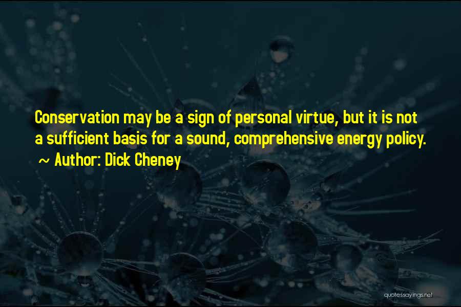 Dick Cheney Quotes: Conservation May Be A Sign Of Personal Virtue, But It Is Not A Sufficient Basis For A Sound, Comprehensive Energy