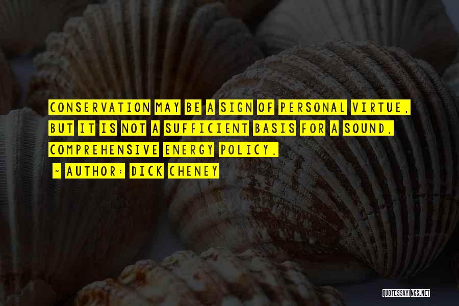 Dick Cheney Quotes: Conservation May Be A Sign Of Personal Virtue, But It Is Not A Sufficient Basis For A Sound, Comprehensive Energy