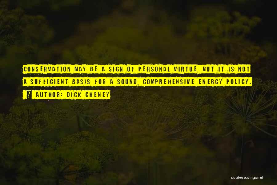 Dick Cheney Quotes: Conservation May Be A Sign Of Personal Virtue, But It Is Not A Sufficient Basis For A Sound, Comprehensive Energy