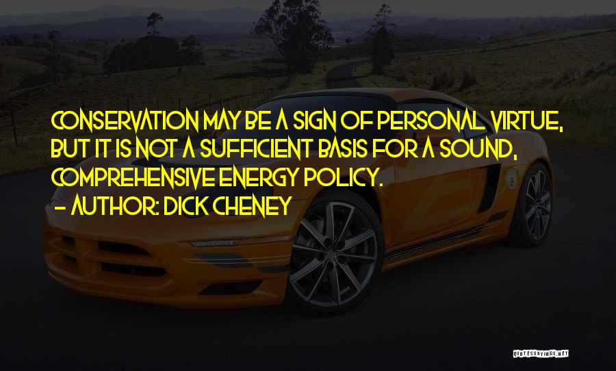 Dick Cheney Quotes: Conservation May Be A Sign Of Personal Virtue, But It Is Not A Sufficient Basis For A Sound, Comprehensive Energy