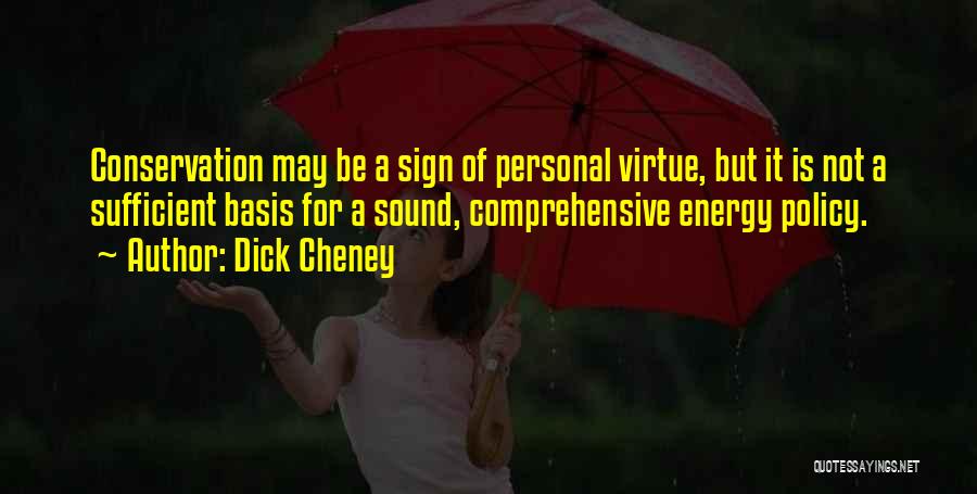 Dick Cheney Quotes: Conservation May Be A Sign Of Personal Virtue, But It Is Not A Sufficient Basis For A Sound, Comprehensive Energy