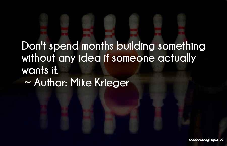 Mike Krieger Quotes: Don't Spend Months Building Something Without Any Idea If Someone Actually Wants It.