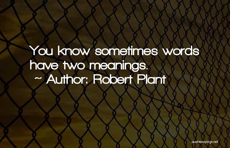 Robert Plant Quotes: You Know Sometimes Words Have Two Meanings.