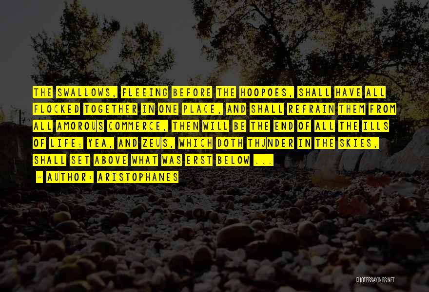 Aristophanes Quotes: The Swallows, Fleeing Before The Hoopoes, Shall Have All Flocked Together In One Place, And Shall Refrain Them From All