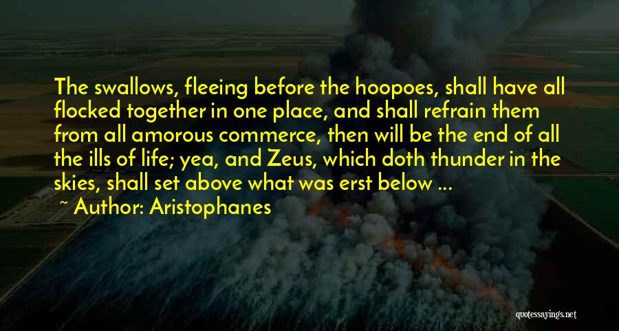 Aristophanes Quotes: The Swallows, Fleeing Before The Hoopoes, Shall Have All Flocked Together In One Place, And Shall Refrain Them From All