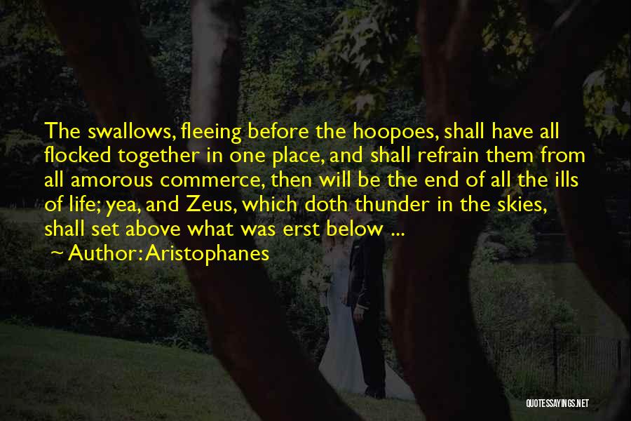 Aristophanes Quotes: The Swallows, Fleeing Before The Hoopoes, Shall Have All Flocked Together In One Place, And Shall Refrain Them From All