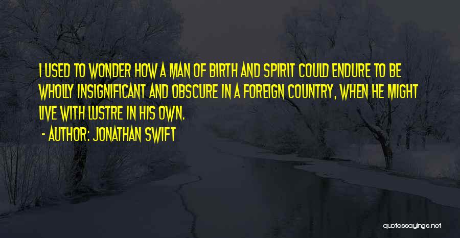 Jonathan Swift Quotes: I Used To Wonder How A Man Of Birth And Spirit Could Endure To Be Wholly Insignificant And Obscure In