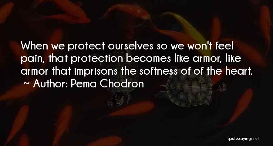 Pema Chodron Quotes: When We Protect Ourselves So We Won't Feel Pain, That Protection Becomes Like Armor, Like Armor That Imprisons The Softness
