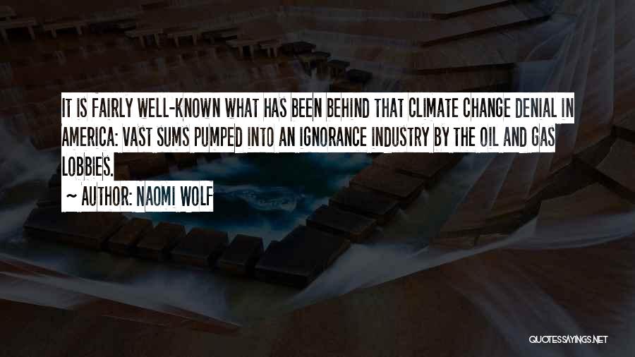 Naomi Wolf Quotes: It Is Fairly Well-known What Has Been Behind That Climate Change Denial In America: Vast Sums Pumped Into An Ignorance