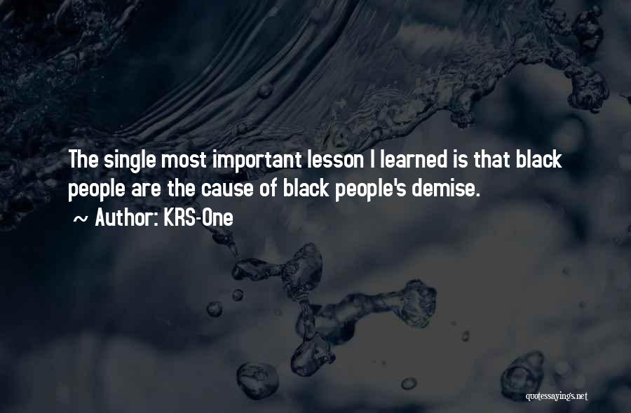 KRS-One Quotes: The Single Most Important Lesson I Learned Is That Black People Are The Cause Of Black People's Demise.