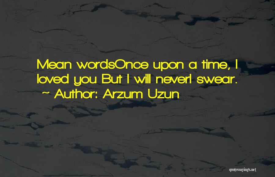 Arzum Uzun Quotes: Mean Wordsonce Upon A Time, I Loved You But I Will Neveri Swear.