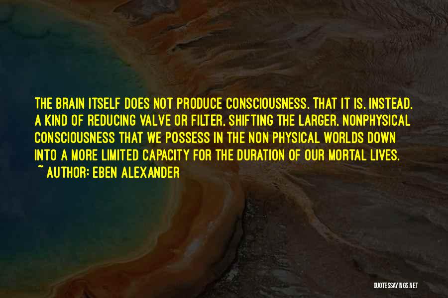 Eben Alexander Quotes: The Brain Itself Does Not Produce Consciousness. That It Is, Instead, A Kind Of Reducing Valve Or Filter, Shifting The