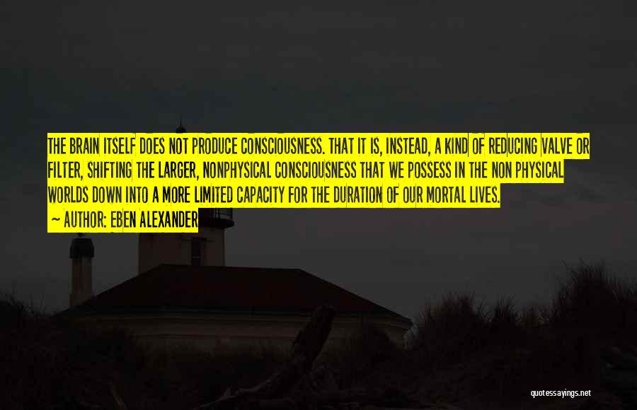 Eben Alexander Quotes: The Brain Itself Does Not Produce Consciousness. That It Is, Instead, A Kind Of Reducing Valve Or Filter, Shifting The