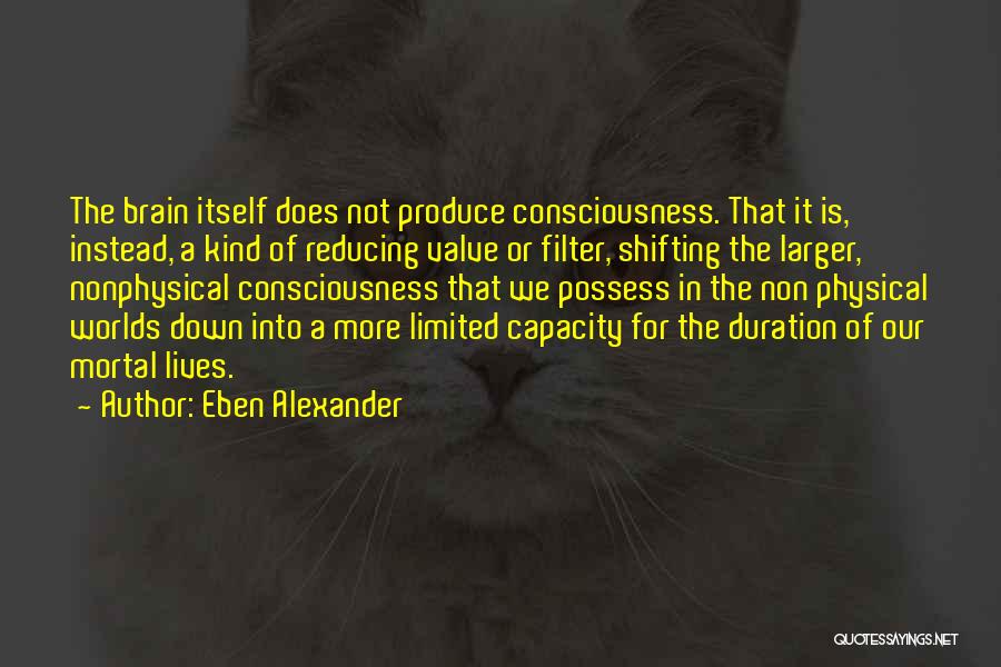 Eben Alexander Quotes: The Brain Itself Does Not Produce Consciousness. That It Is, Instead, A Kind Of Reducing Valve Or Filter, Shifting The