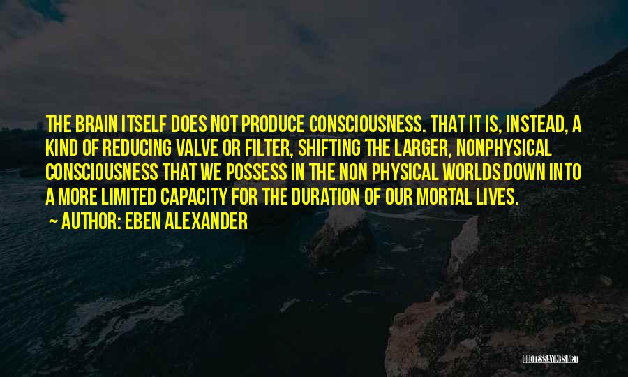 Eben Alexander Quotes: The Brain Itself Does Not Produce Consciousness. That It Is, Instead, A Kind Of Reducing Valve Or Filter, Shifting The