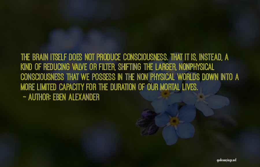 Eben Alexander Quotes: The Brain Itself Does Not Produce Consciousness. That It Is, Instead, A Kind Of Reducing Valve Or Filter, Shifting The