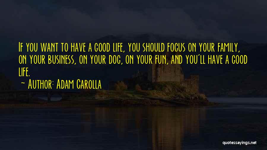 Adam Carolla Quotes: If You Want To Have A Good Life, You Should Focus On Your Family, On Your Business, On Your Dog,