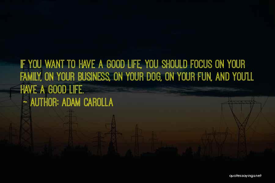 Adam Carolla Quotes: If You Want To Have A Good Life, You Should Focus On Your Family, On Your Business, On Your Dog,