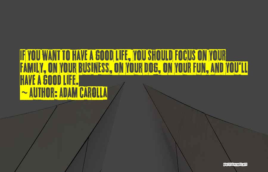 Adam Carolla Quotes: If You Want To Have A Good Life, You Should Focus On Your Family, On Your Business, On Your Dog,