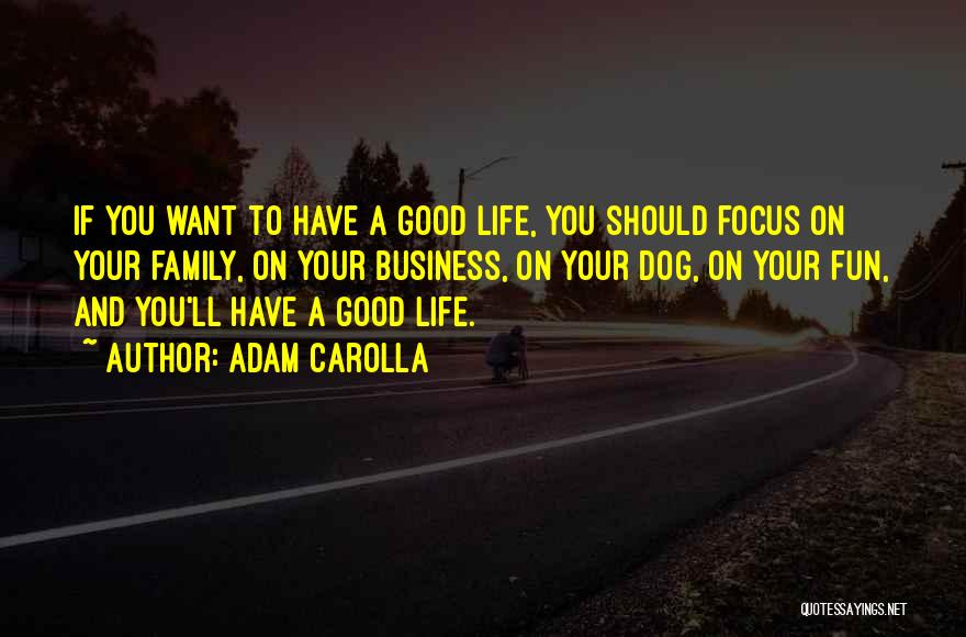 Adam Carolla Quotes: If You Want To Have A Good Life, You Should Focus On Your Family, On Your Business, On Your Dog,