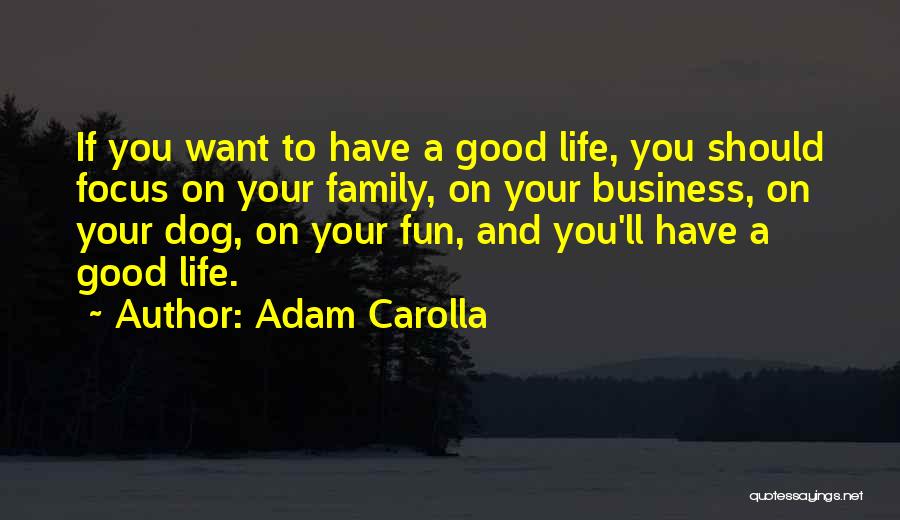 Adam Carolla Quotes: If You Want To Have A Good Life, You Should Focus On Your Family, On Your Business, On Your Dog,