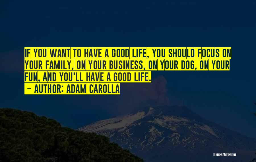 Adam Carolla Quotes: If You Want To Have A Good Life, You Should Focus On Your Family, On Your Business, On Your Dog,