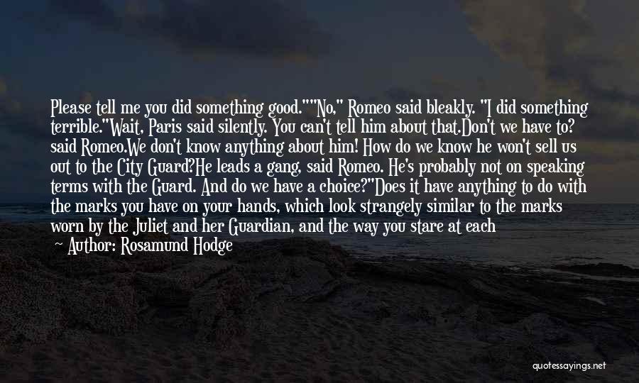 Rosamund Hodge Quotes: Please Tell Me You Did Something Good.no, Romeo Said Bleakly. I Did Something Terrible.wait, Paris Said Silently. You Can't Tell