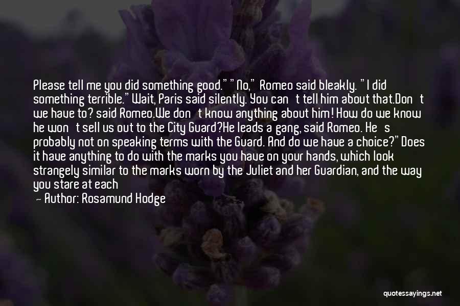 Rosamund Hodge Quotes: Please Tell Me You Did Something Good.no, Romeo Said Bleakly. I Did Something Terrible.wait, Paris Said Silently. You Can't Tell