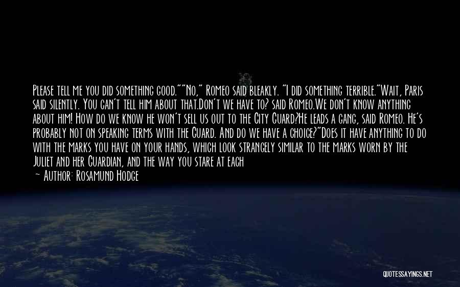 Rosamund Hodge Quotes: Please Tell Me You Did Something Good.no, Romeo Said Bleakly. I Did Something Terrible.wait, Paris Said Silently. You Can't Tell