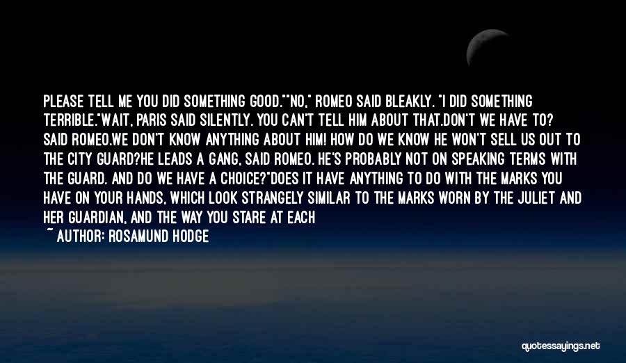 Rosamund Hodge Quotes: Please Tell Me You Did Something Good.no, Romeo Said Bleakly. I Did Something Terrible.wait, Paris Said Silently. You Can't Tell
