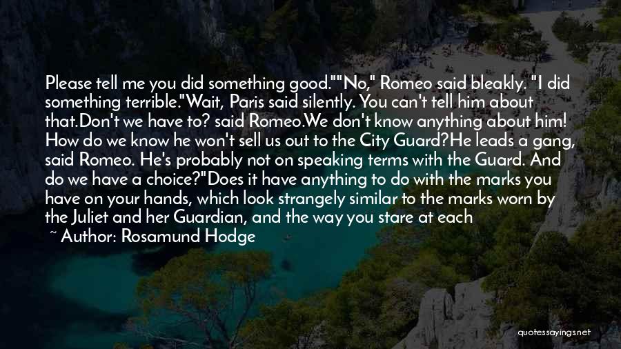 Rosamund Hodge Quotes: Please Tell Me You Did Something Good.no, Romeo Said Bleakly. I Did Something Terrible.wait, Paris Said Silently. You Can't Tell