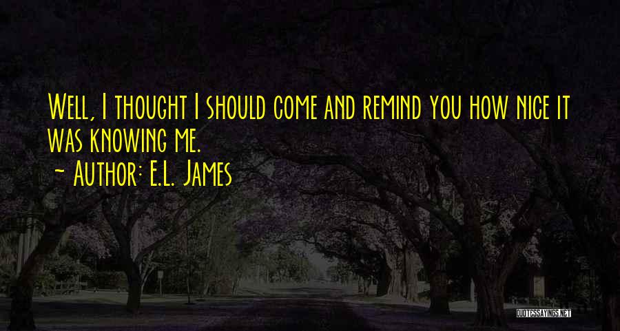 E.L. James Quotes: Well, I Thought I Should Come And Remind You How Nice It Was Knowing Me.