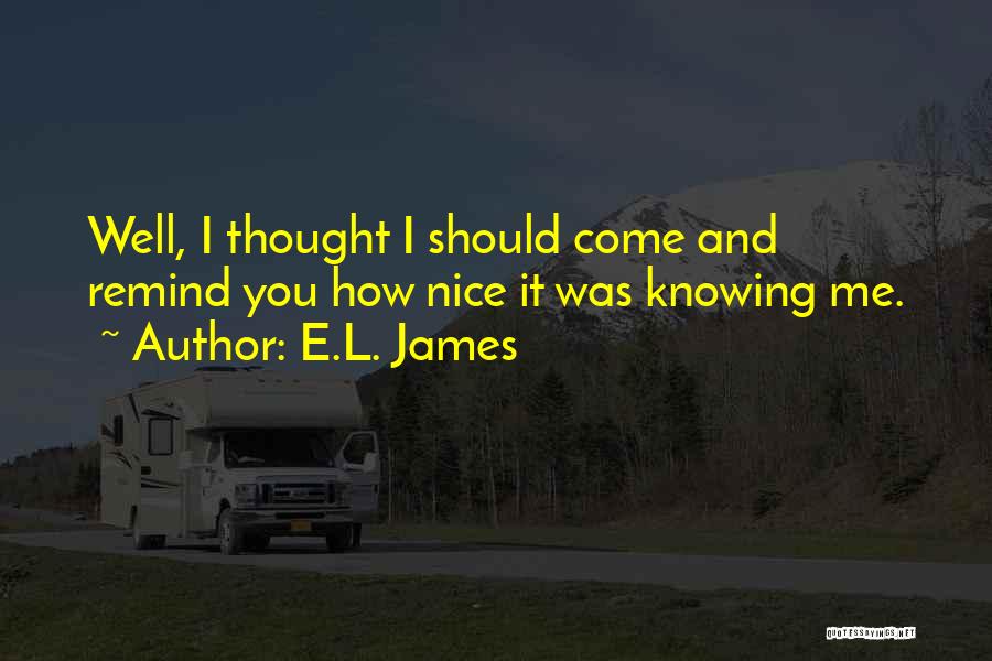 E.L. James Quotes: Well, I Thought I Should Come And Remind You How Nice It Was Knowing Me.
