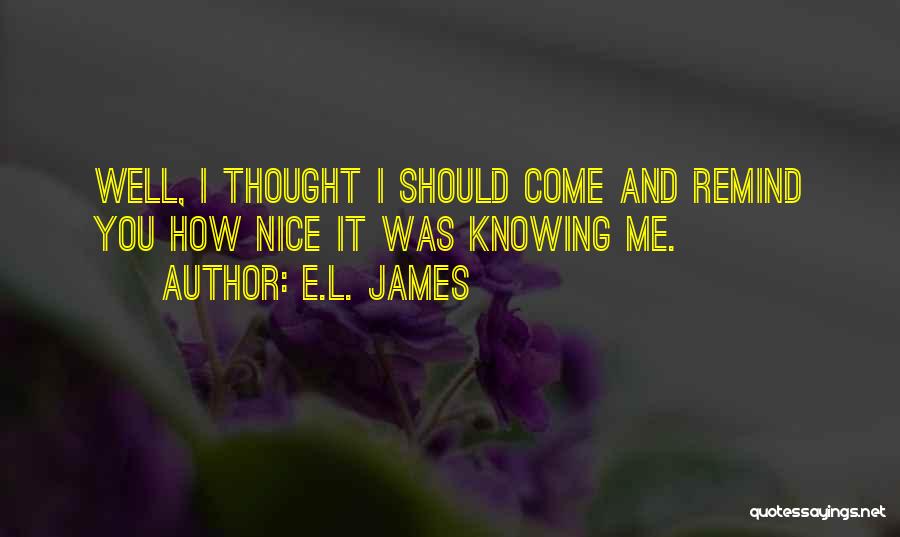 E.L. James Quotes: Well, I Thought I Should Come And Remind You How Nice It Was Knowing Me.