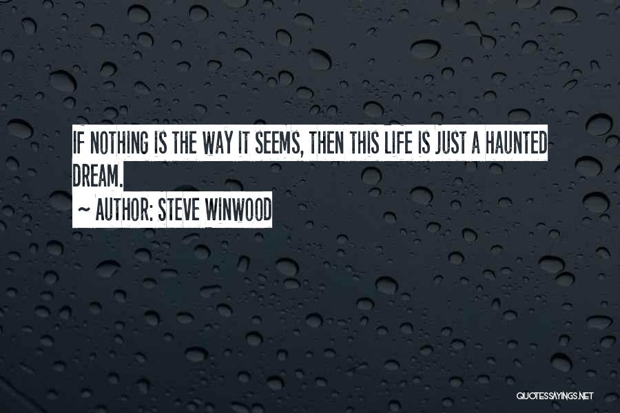 Steve Winwood Quotes: If Nothing Is The Way It Seems, Then This Life Is Just A Haunted Dream.