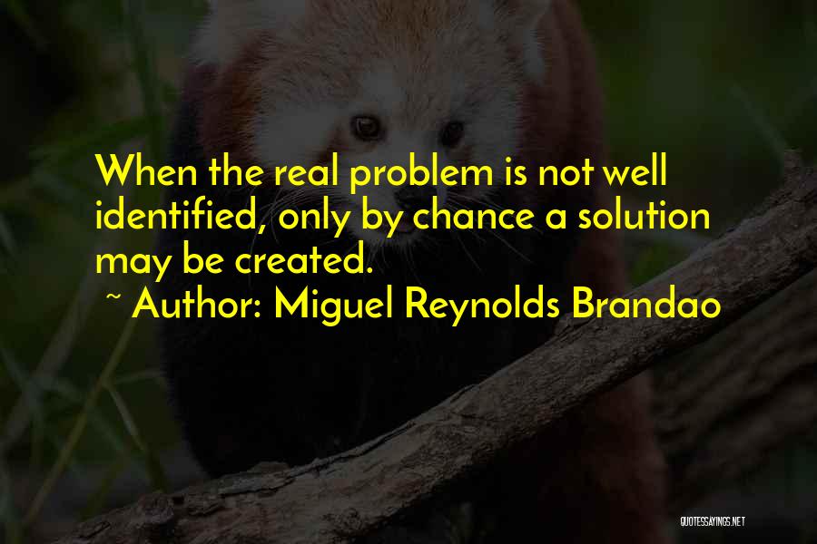 Miguel Reynolds Brandao Quotes: When The Real Problem Is Not Well Identified, Only By Chance A Solution May Be Created.