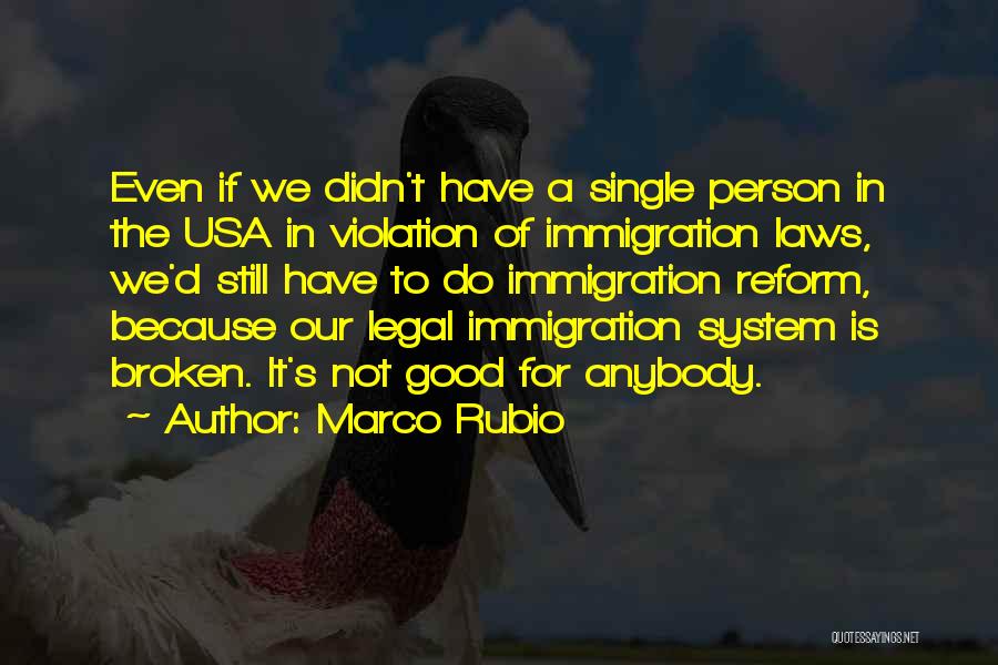 Marco Rubio Quotes: Even If We Didn't Have A Single Person In The Usa In Violation Of Immigration Laws, We'd Still Have To