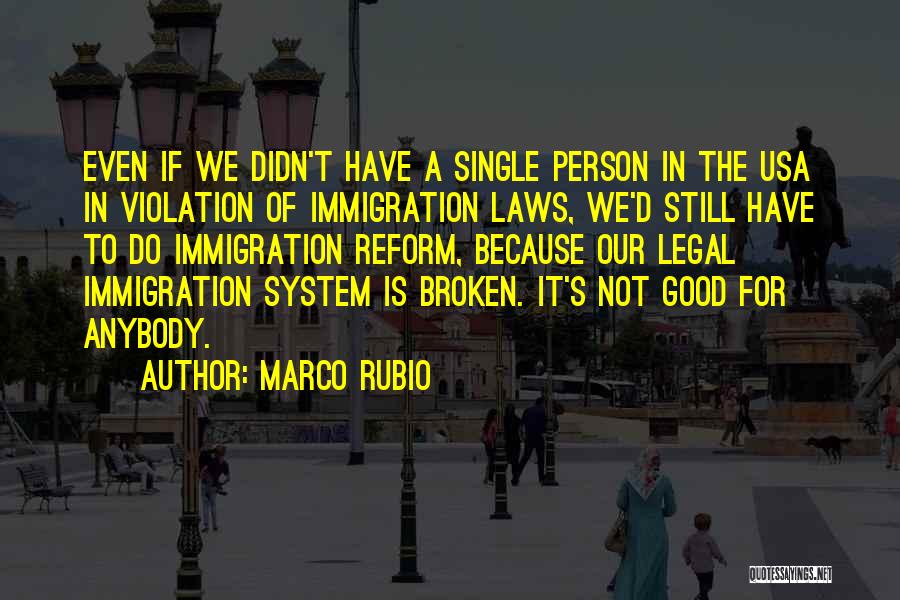 Marco Rubio Quotes: Even If We Didn't Have A Single Person In The Usa In Violation Of Immigration Laws, We'd Still Have To