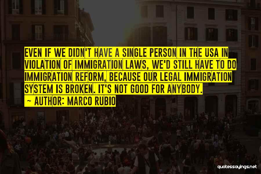 Marco Rubio Quotes: Even If We Didn't Have A Single Person In The Usa In Violation Of Immigration Laws, We'd Still Have To