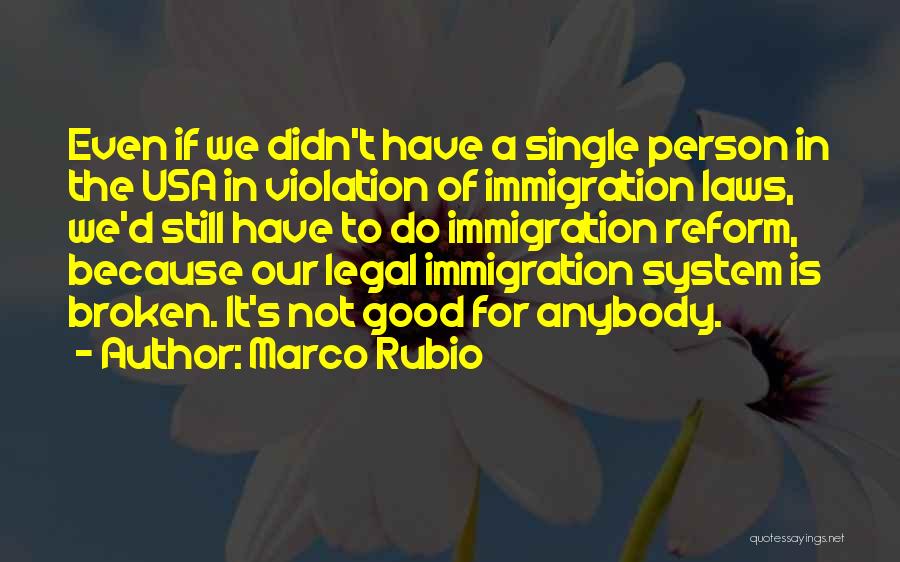 Marco Rubio Quotes: Even If We Didn't Have A Single Person In The Usa In Violation Of Immigration Laws, We'd Still Have To