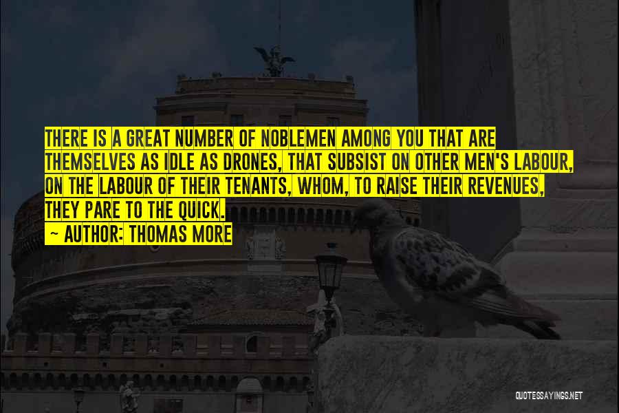 Thomas More Quotes: There Is A Great Number Of Noblemen Among You That Are Themselves As Idle As Drones, That Subsist On Other