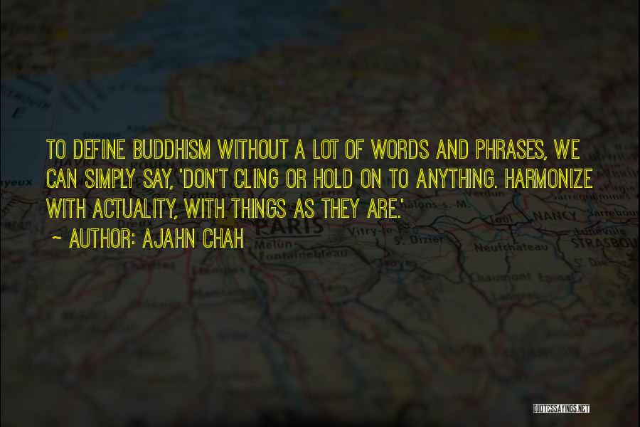 Ajahn Chah Quotes: To Define Buddhism Without A Lot Of Words And Phrases, We Can Simply Say, 'don't Cling Or Hold On To