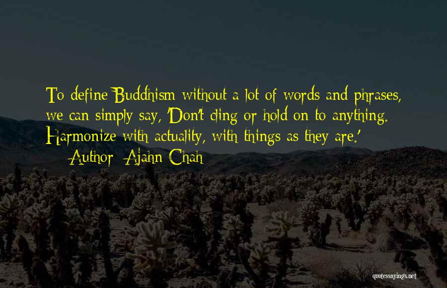 Ajahn Chah Quotes: To Define Buddhism Without A Lot Of Words And Phrases, We Can Simply Say, 'don't Cling Or Hold On To