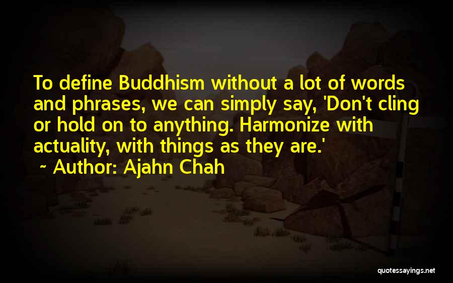 Ajahn Chah Quotes: To Define Buddhism Without A Lot Of Words And Phrases, We Can Simply Say, 'don't Cling Or Hold On To