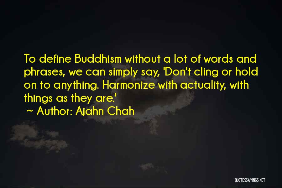 Ajahn Chah Quotes: To Define Buddhism Without A Lot Of Words And Phrases, We Can Simply Say, 'don't Cling Or Hold On To