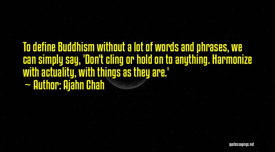 Ajahn Chah Quotes: To Define Buddhism Without A Lot Of Words And Phrases, We Can Simply Say, 'don't Cling Or Hold On To